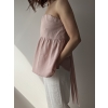 Lniany top bez ramiączek różowy