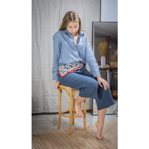 Koszula lniana damska jasny jeans