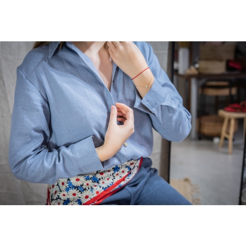 Koszula lniana damska jasny jeans