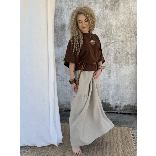 Lniana spódnica maxi boho natural