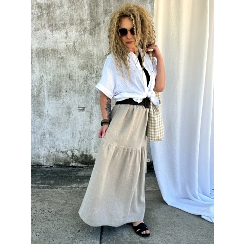 Lniana spódnica maxi boho natural