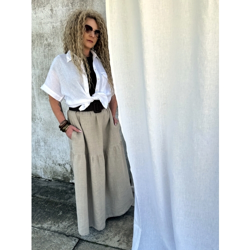 Lniana spódnica maxi boho natural