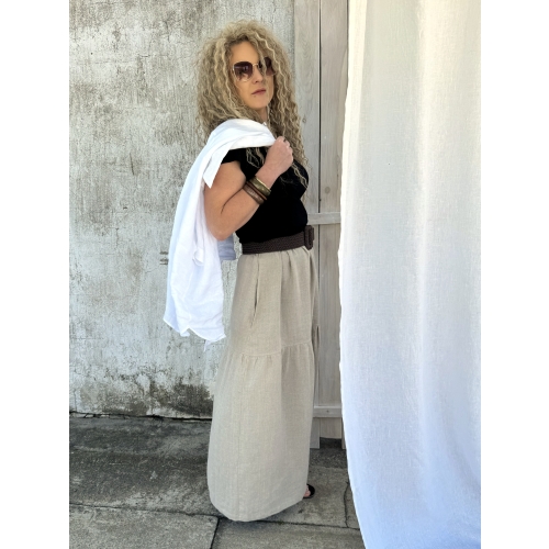 Lniana spódnica maxi boho natural