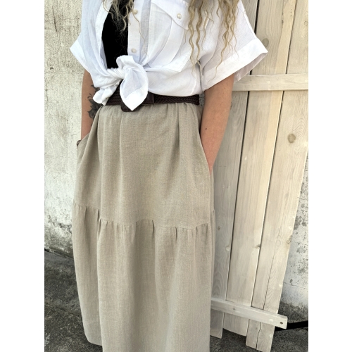 Lniana spódnica maxi boho natural